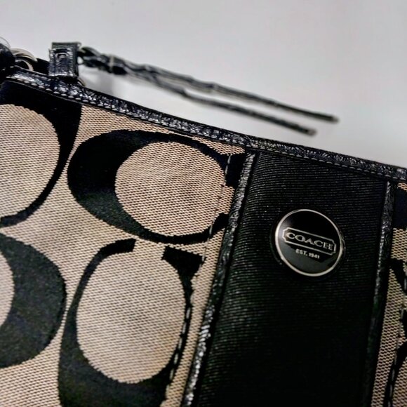 COACH BAG BLACK/TAN SIGNATURE STRIPE SWINGPACK CROSSBODY HANDBAG - Picture 8 of 8